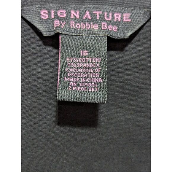 Signature by Robbie Bee Women's Black Brown Cotton Skirt & Top Suit Set Sz 12/16 - Picture 2 of 5